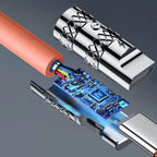 Dudao laidas USB-C - Lightning L24CL kampinis su 180° pasukimu 30W 1m oranžinis