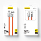 Dudao laidas USB-A - Lightning L24AL kampinis su 180° pasukimu 30W 1m oranžinis