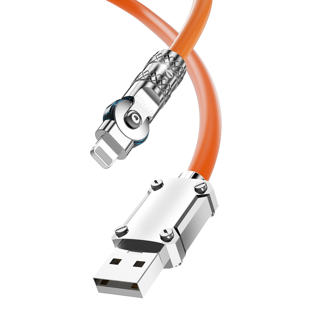 Dudao laidas USB-A - Lightning L24AL kampinis su 180° pasukimu 30W 1m oranžinis