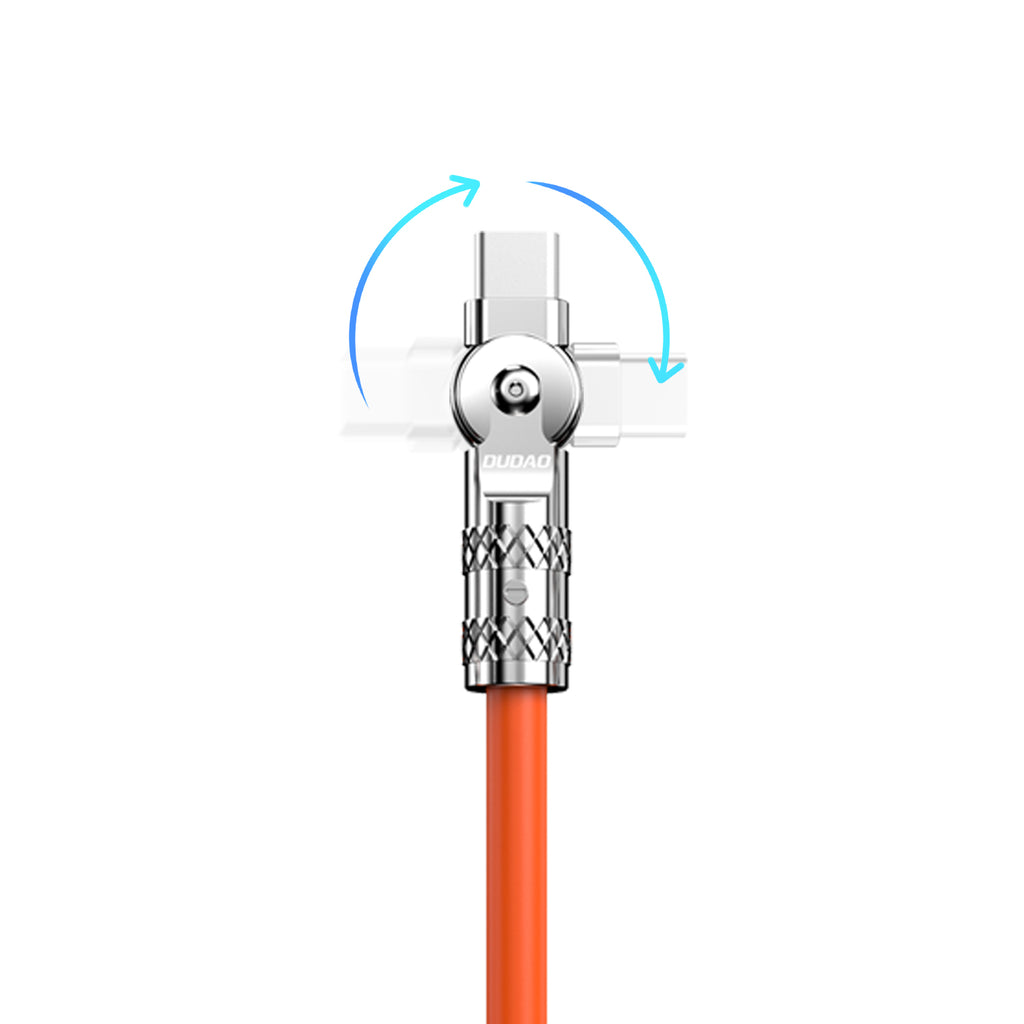 Dudao laidas USB-A - Lightning L24AL kampinis su 180° pasukimu 30W 1m oranžinis
