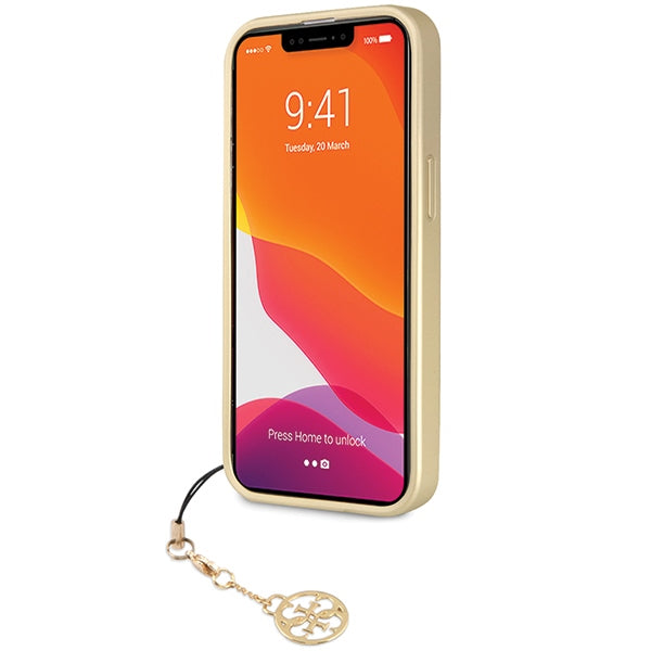 Guess 4G Charm dėklas iPhone 14 Pro – pilkas