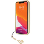 Guess 4G Charm dėklas iPhone 14 Pro – pilkas