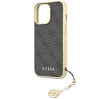 Guess 4G Charm dėklas iPhone 14 Pro – pilkas