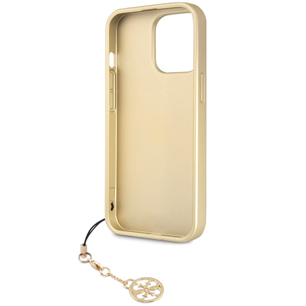 Guess 4G Charm dėklas iPhone 14 Pro – pilkas