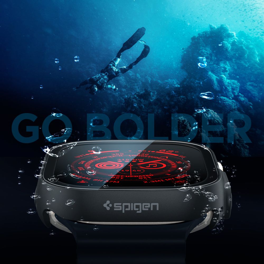 Dėklas Spigen Thin Fit 360 Apple Watch Ultra 1 / 2 (49 mm), juodas -- Apple Watch Ultra (49 mm), Apple Watch Ultra 2 (49 mm)
