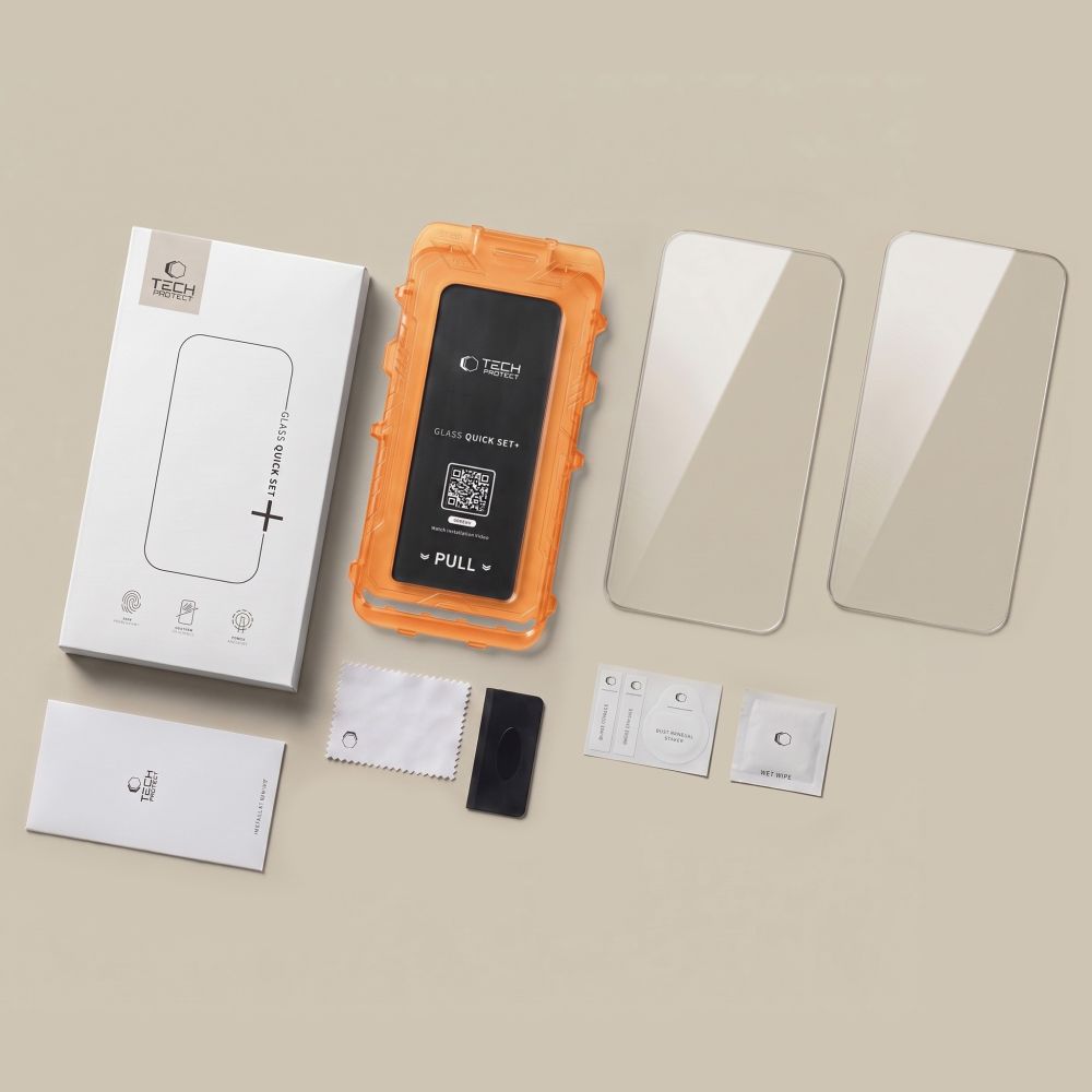 Apsauginis stiklas Tech-Protect Quick Set+ 2 vnt. Galaxy S26 FE, skaidrus -- Galaxy S26 FE