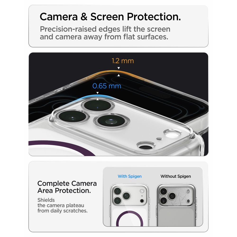 Dėklas Spigen Ultra Hybrid MagSafe iPhone 17 Pro / 18 Pro, skaidrus/bordo -- iPhone 17 Pro, iPhone 18 Pro