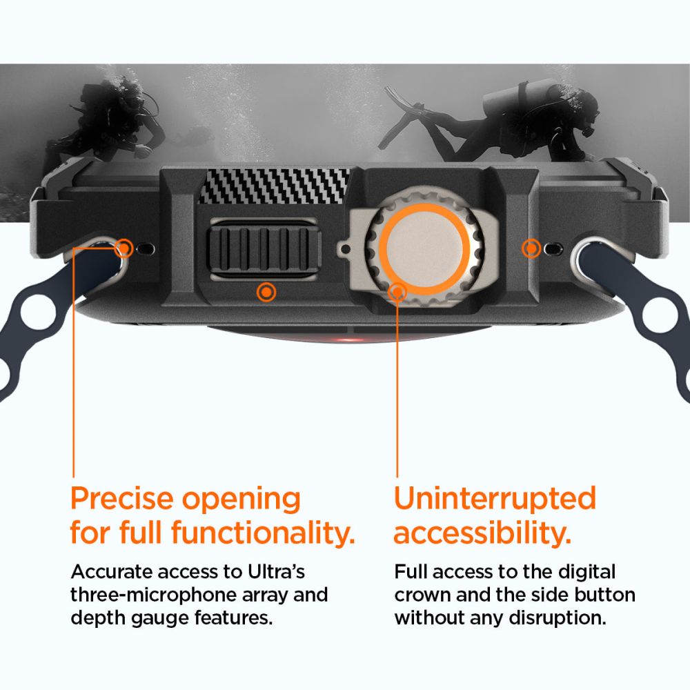 Dėklas Spigen Rugged Armor Apple Watch Ultra 1 / 2 (49 mm), matinis juodas -- Apple Watch Ultra (49 mm), Apple Watch...