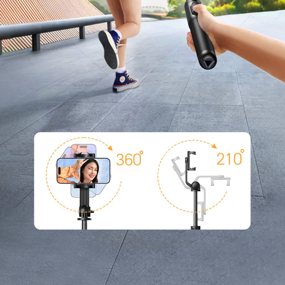 Asmenukių lazda Ugreen LP586 su teleskopiniu trikoju ir Bluetooth nuotolinio valdymo pultu 1,5 m - juoda -- Selfie Sticks...