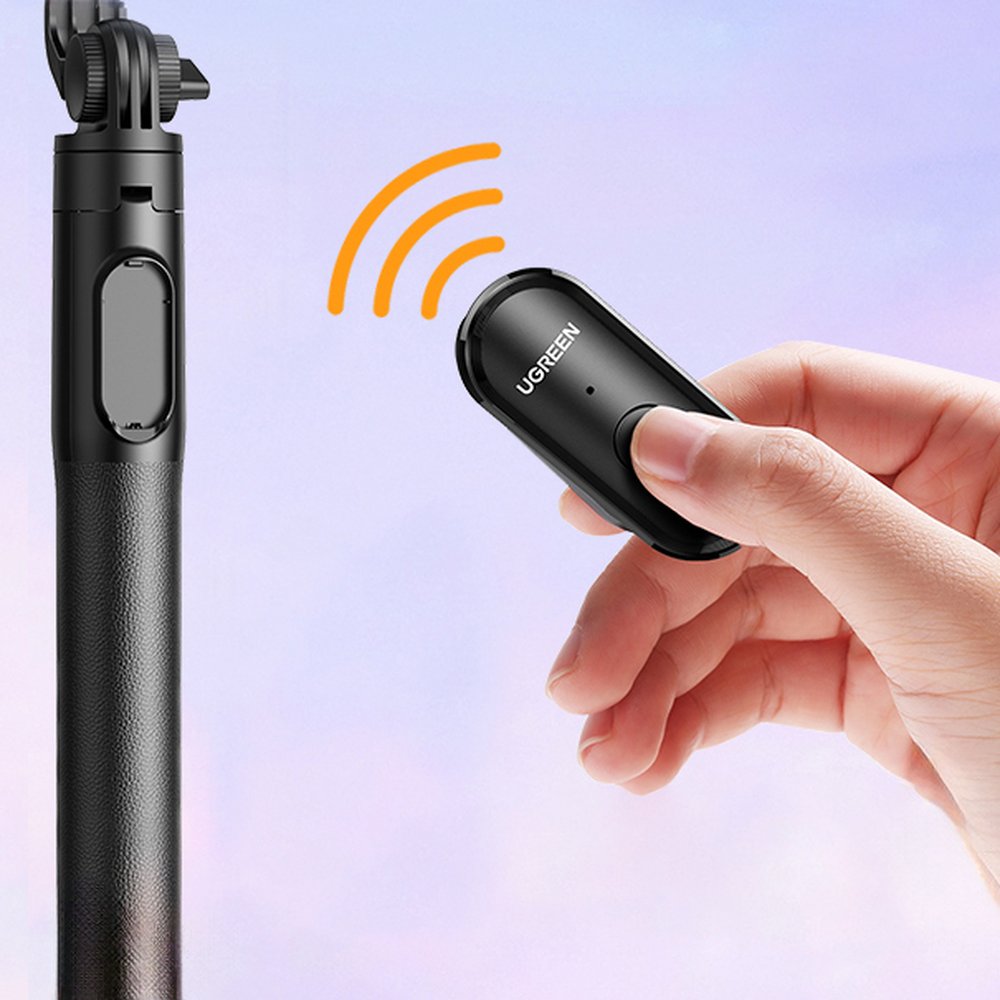 Asmenukių lazda Ugreen LP586 su teleskopiniu trikoju ir Bluetooth nuotolinio valdymo pultu 1,5 m - juoda -- Selfie Sticks...
