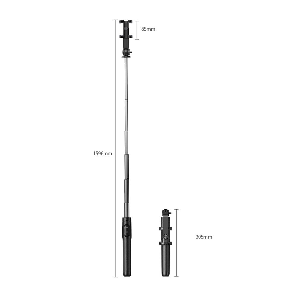Asmenukių lazda Ugreen LP586 su teleskopiniu trikoju ir Bluetooth nuotolinio valdymo pultu 1,5 m - juoda -- Selfie Sticks...