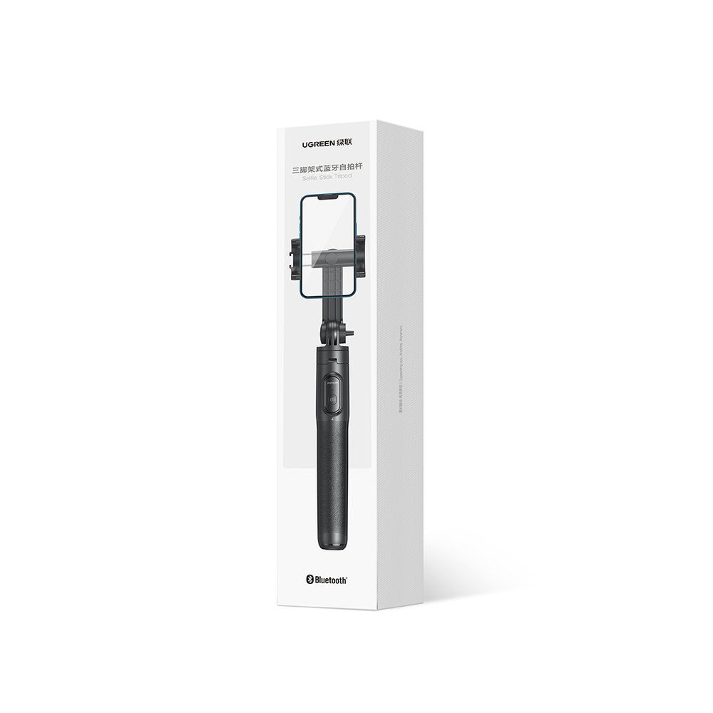 Asmenukių lazda Ugreen LP586 su teleskopiniu trikoju ir Bluetooth nuotolinio valdymo pultu 1,5 m - juoda -- Selfie Sticks...