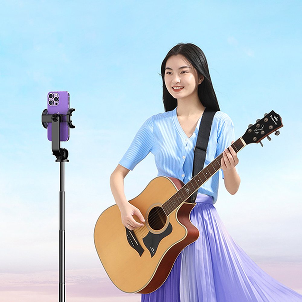 Asmenukių lazda Ugreen LP586 su teleskopiniu trikoju ir Bluetooth nuotolinio valdymo pultu 1,5 m - juoda -- Selfie Sticks...