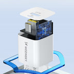 Wozinsky WWCEAC GaN USB-A USB-C 33W sieninis įkroviklis, baltas