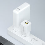 Wozinsky WWCEAC GaN USB-A USB-C 33W sieninis įkroviklis, baltas