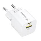 Wozinsky WWCEAC GaN USB-A USB-C 33W sieninis įkroviklis, baltas