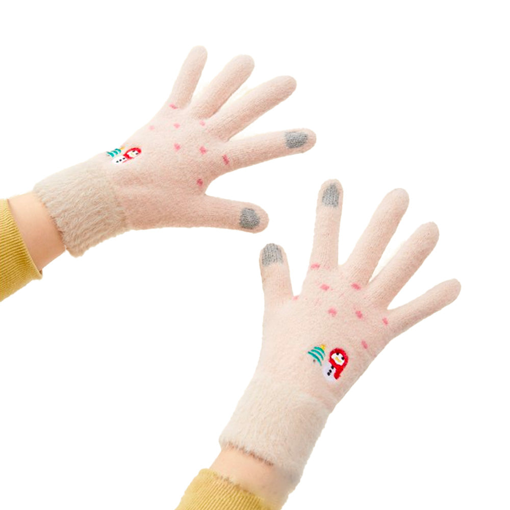 Moterų žieminės telefono pirštinės su snieguoliu ir Kalėdų eglute - smėlio spalvos -- Bicycle Gloves