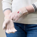 Moterų žieminės telefono pirštinės su snieguoliu ir Kalėdų eglute - smėlio spalvos -- Bicycle Gloves