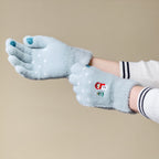 Moterų žieminės telefono pirštinės su sniegu ir Kalėdų egle - žalios -- Bicycle Gloves