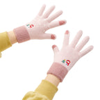 Moterų žieminės telefono pirštinės su sniegu ir Kalėdų egle - rožinės -- Bicycle Gloves