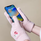 Moterų žieminės telefono pirštinės su sniegu ir Kalėdų egle - rožinės -- Bicycle Gloves