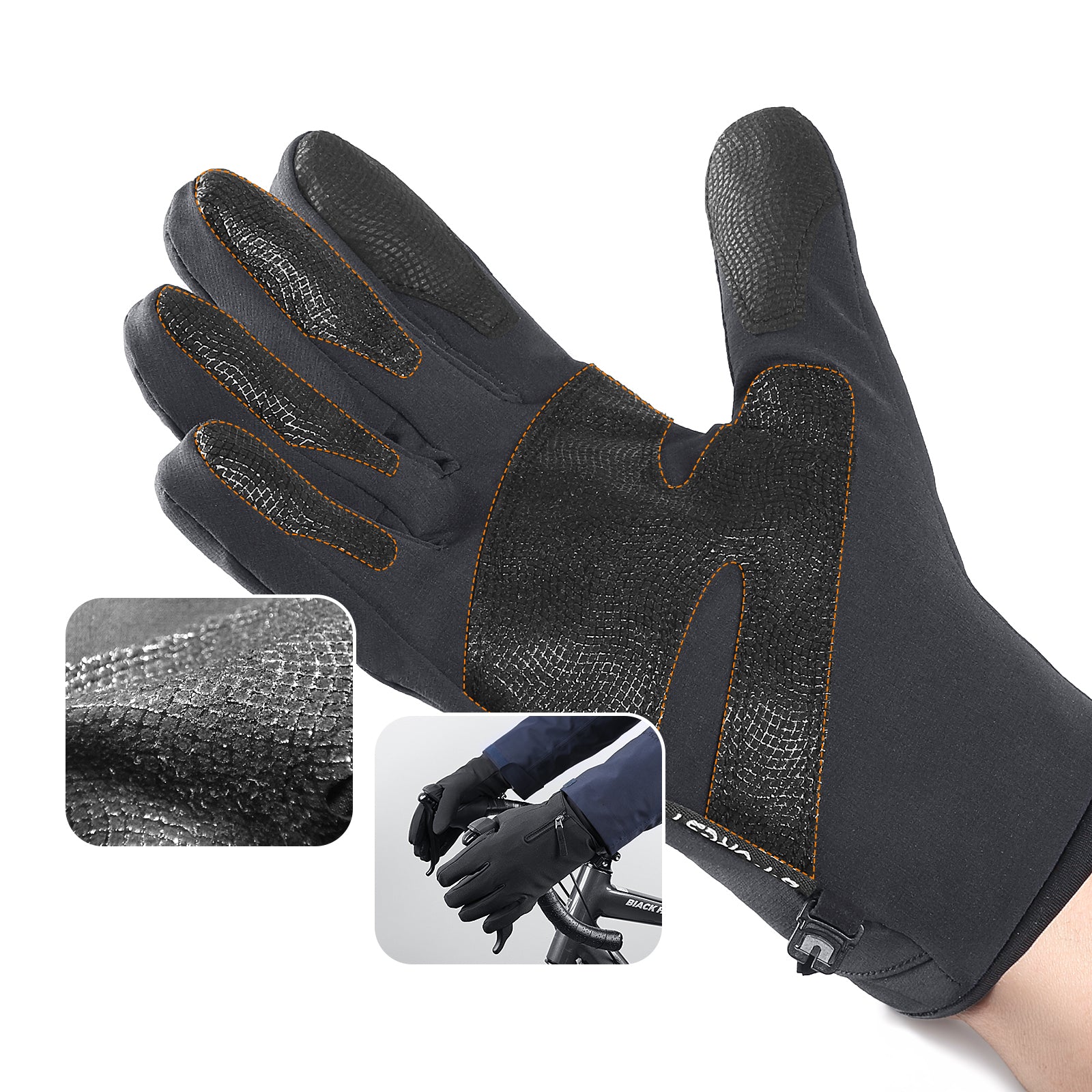 Neslystančios žieminės sportinės telefonų pirštinės (dydis L) - juodos -- Bicycle Gloves