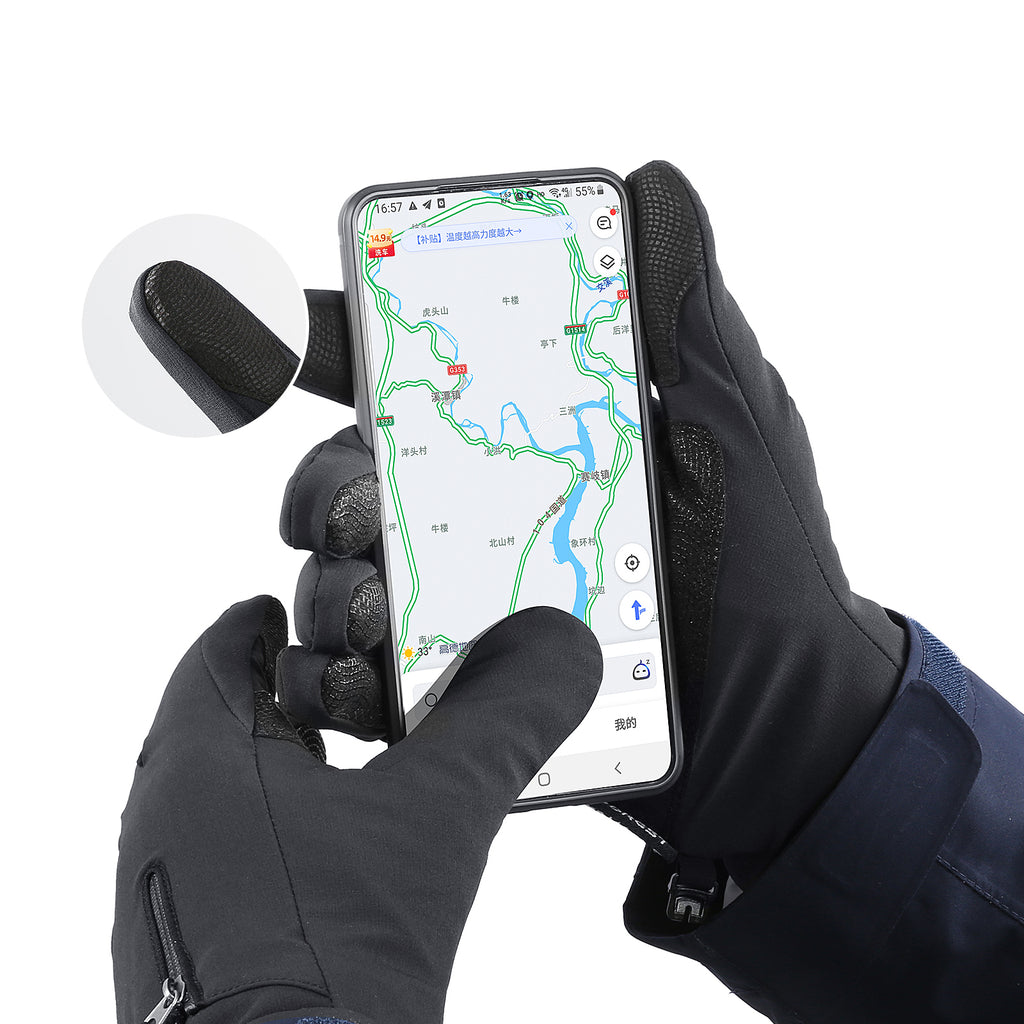 Neslystančios žieminės sportinės telefonų pirštinės (dydis L) - juodos -- Bicycle Gloves