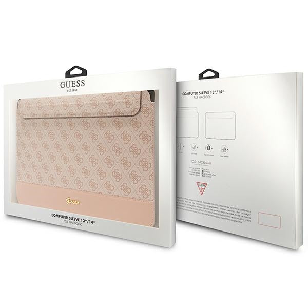Guess 4G Stripe Metal Logo dėklas 14" nešiojamajam kompiuteriui - rožinis -- Laptop Bags