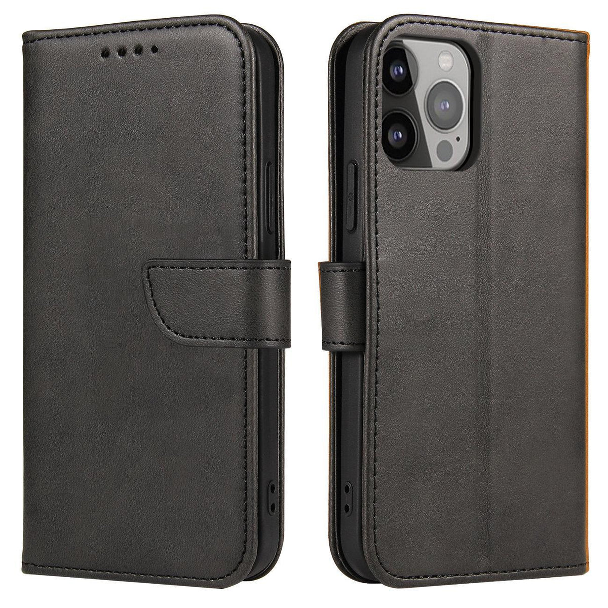 Magnet Case dėklas Honor Magic5 su atlankstama danga, portfeliu ir stovu - juodas -- Honor Magic5