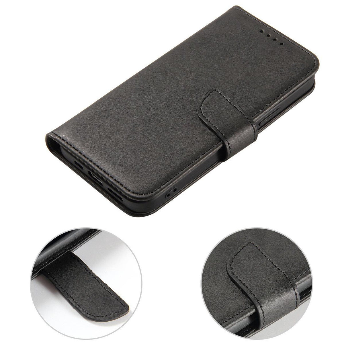 Magnet Case dėklas Honor Magic5 su atlankstama danga, portfeliu ir stovu - juodas -- Honor Magic5