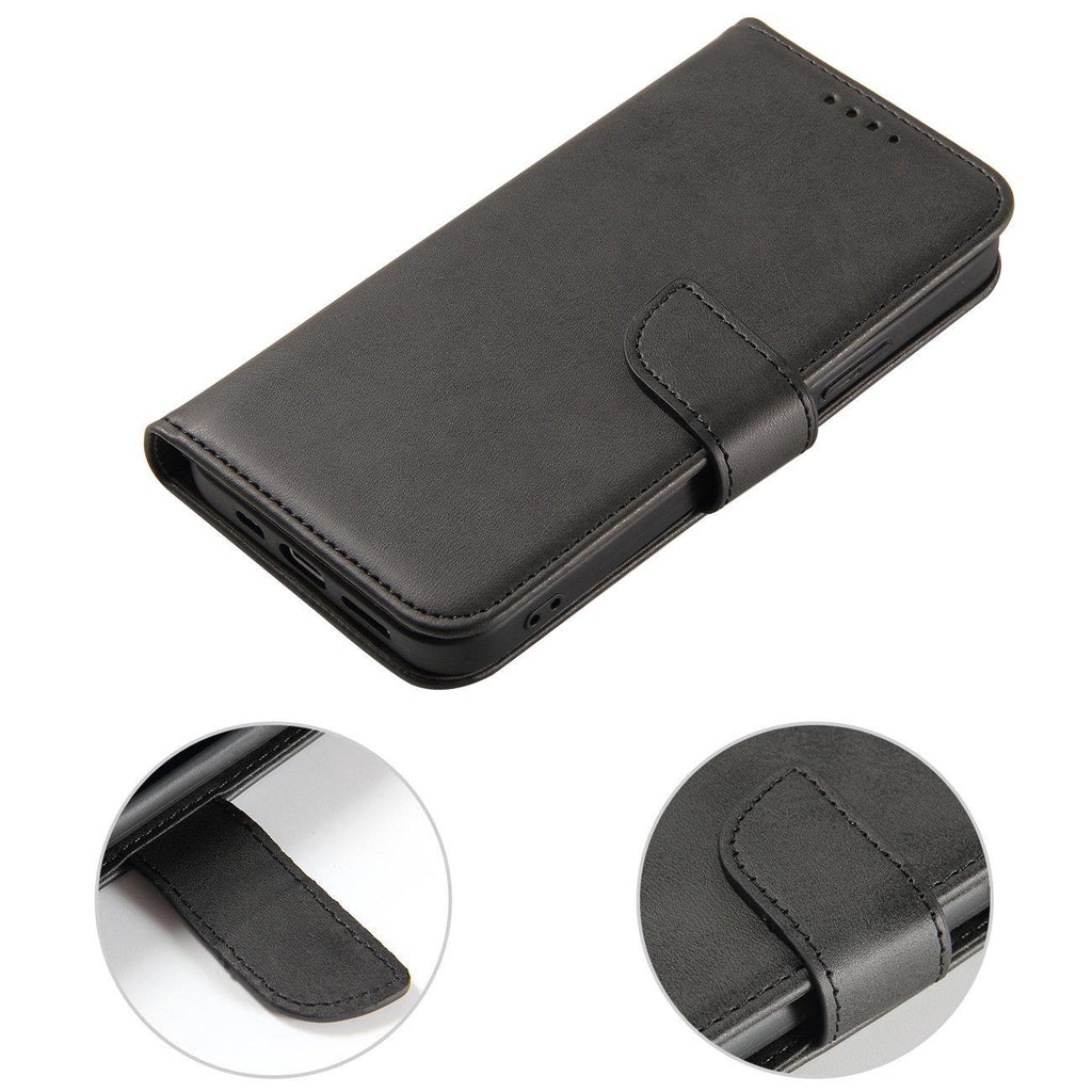 Magnet Case dėklas Honor Magic5 su atlankstama danga, portfeliu ir stovu - juodas -- Honor Magic5