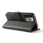 Magnet Case dėklas Honor Magic5 su atlankstama danga, portfeliu ir stovu - juodas -- Honor Magic5