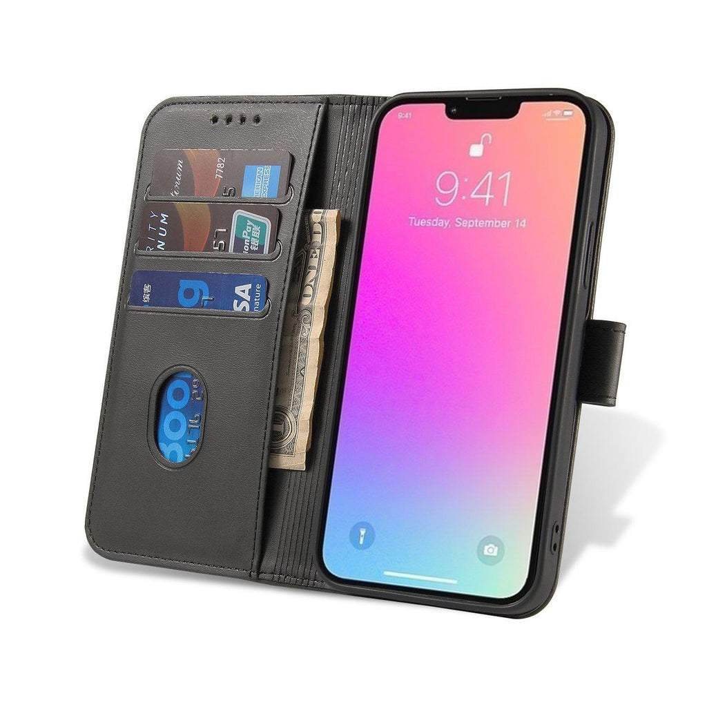 Magnet Case dėklas Honor Magic5 su atlankstama danga, portfeliu ir stovu - juodas -- Honor Magic5