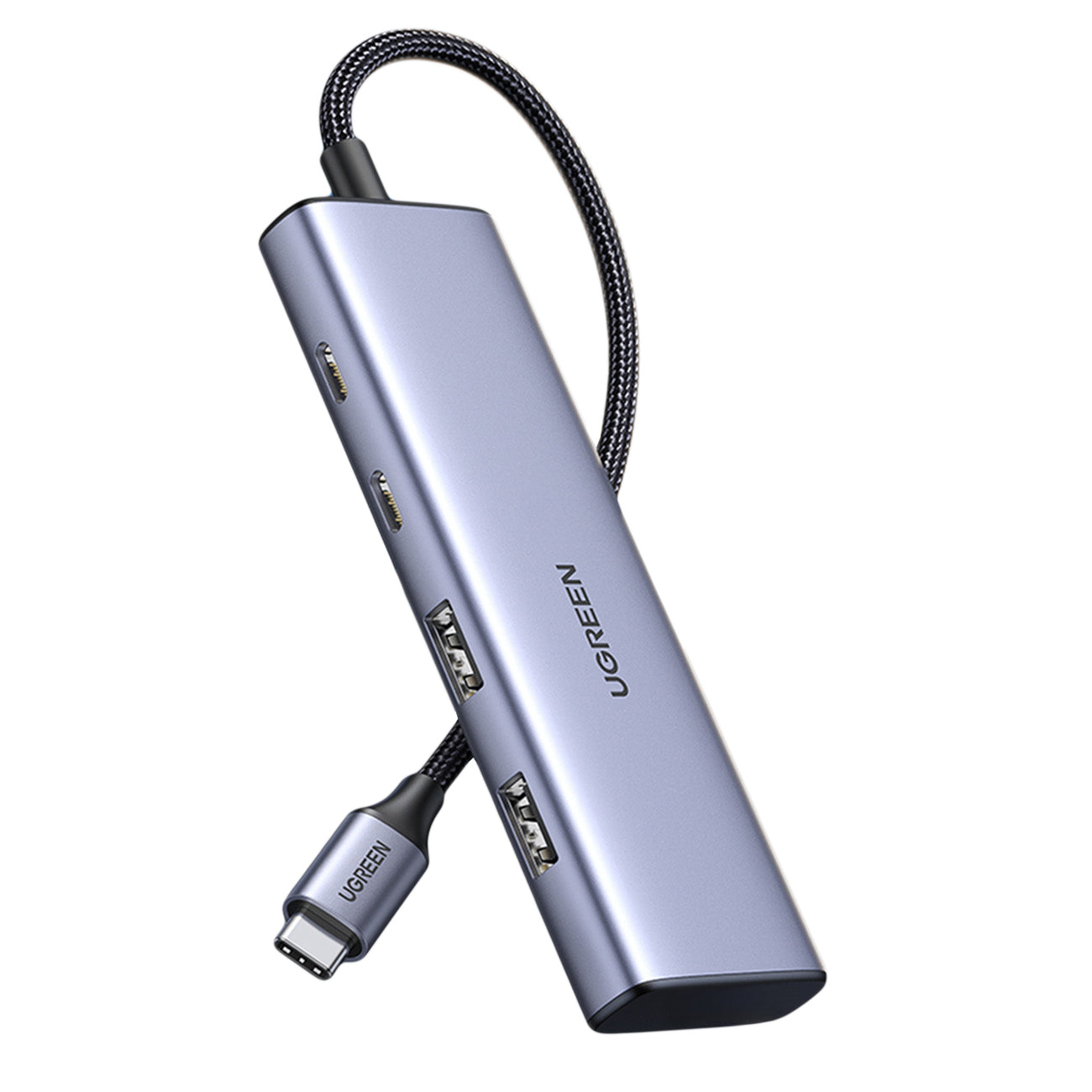 HUB USB-C - 2 x USB-A / 2 x USB-C 20 cm Ugreen CM473 - pilkas -- USB Hubs