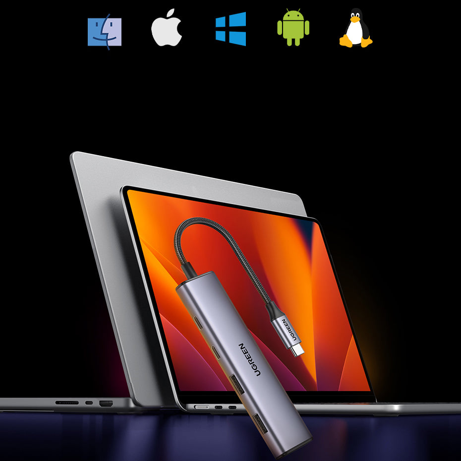 HUB USB-C - 2 x USB-A / 2 x USB-C 20 cm Ugreen CM473 - pilkas -- USB Hubs