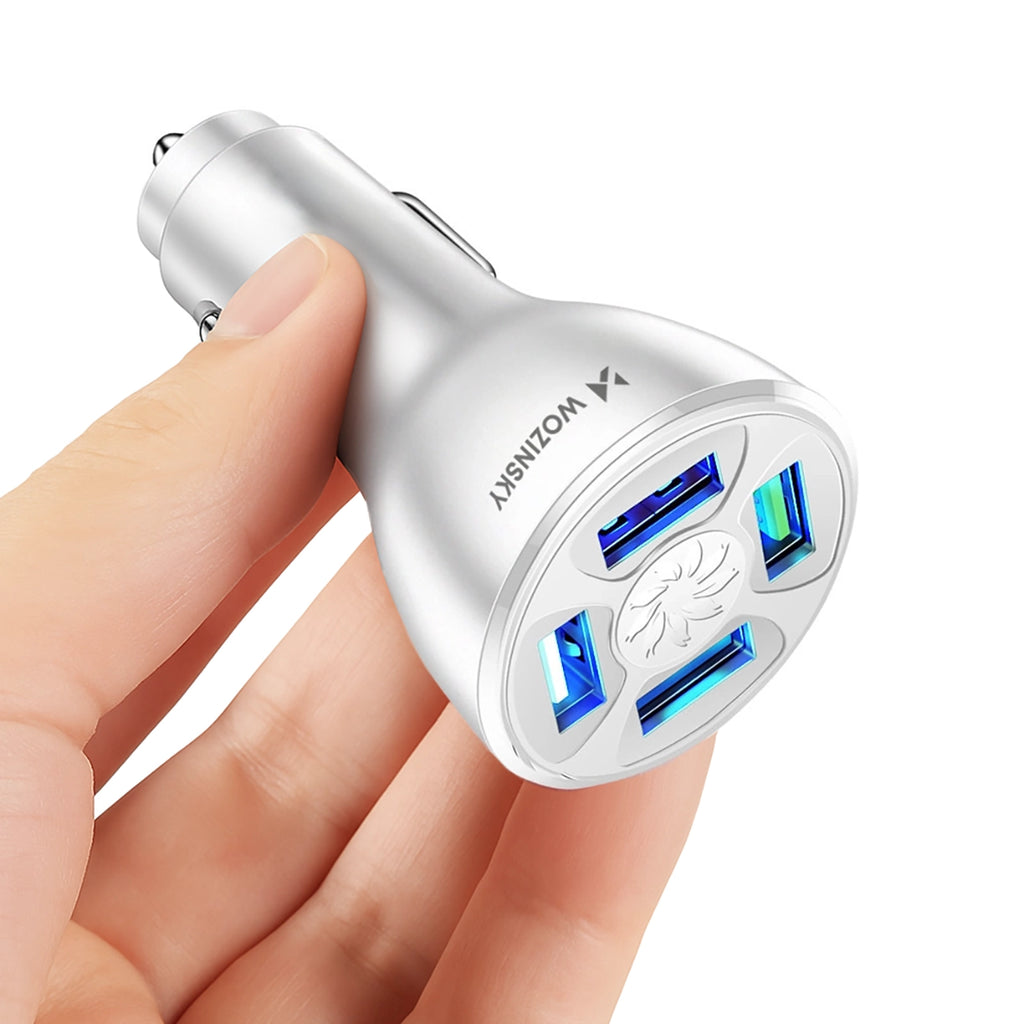 Wozinsky WCCAW 50W 4x USB-A QC automobilinis įkroviklis, baltas