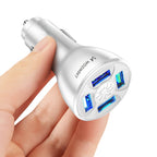 Wozinsky WCCAW 50W 4x USB-A QC automobilinis įkroviklis, baltas