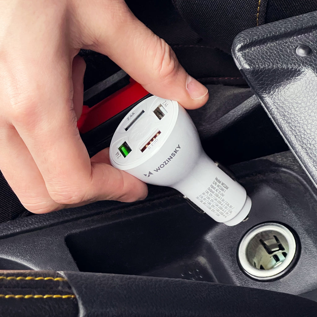 Wozinsky WCCAW 50W 4x USB-A QC automobilinis įkroviklis, baltas