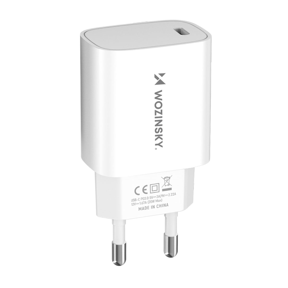 Wozinsky WGWCCW 20W USB-C sieninis įkroviklis, baltas