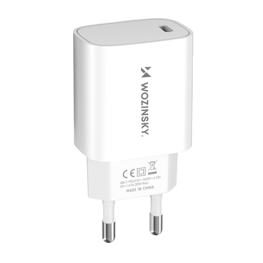 Wozinsky WGWCCW 20W USB-C sieninis įkroviklis, baltas