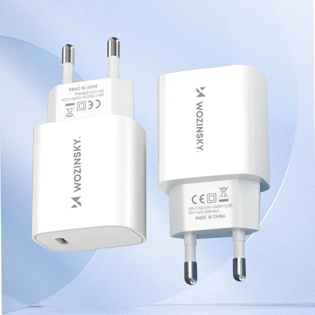 Wozinsky WGWCCW 20W USB-C sieninis įkroviklis, baltas