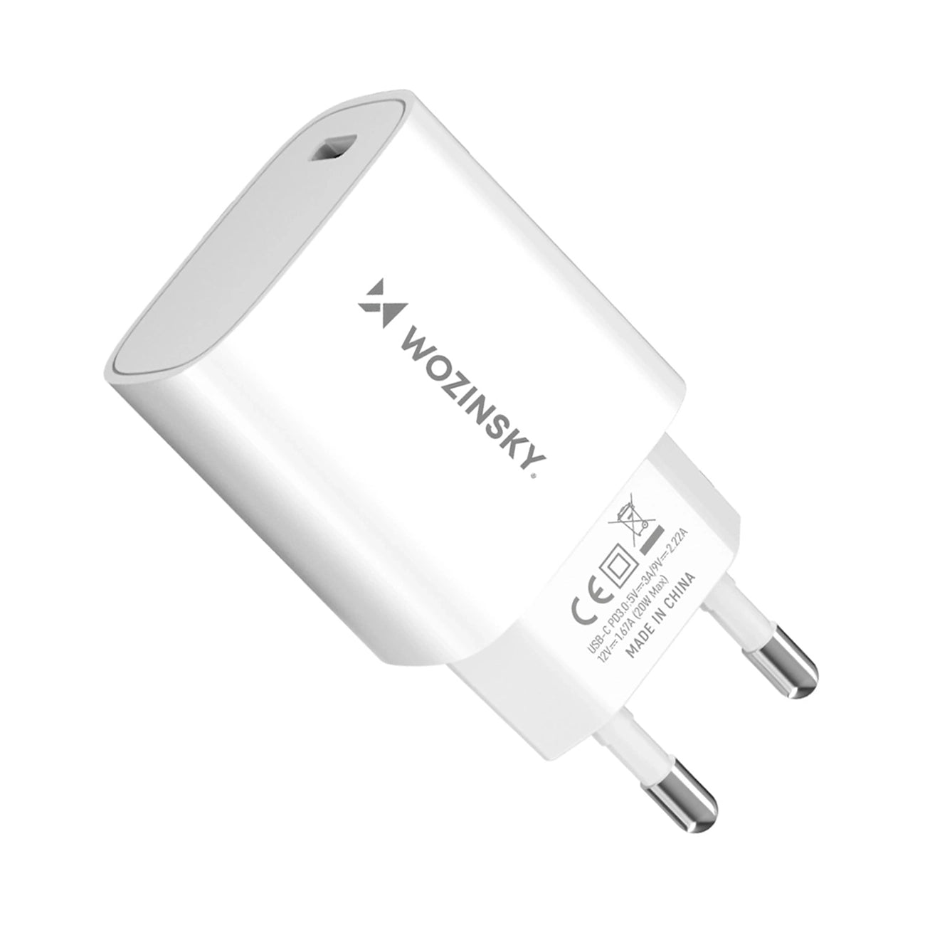 Wozinsky WGWCCW 20W USB-C sieninis įkroviklis, baltas