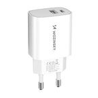 Wozinsky WGWCW USB-A USB-C 20W sieninis įkroviklis, baltas