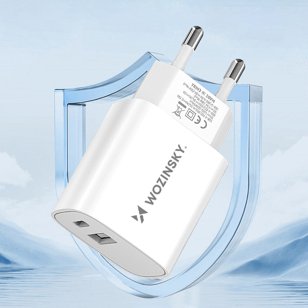 Wozinsky WGWCW USB-A USB-C 20W sieninis įkroviklis, baltas