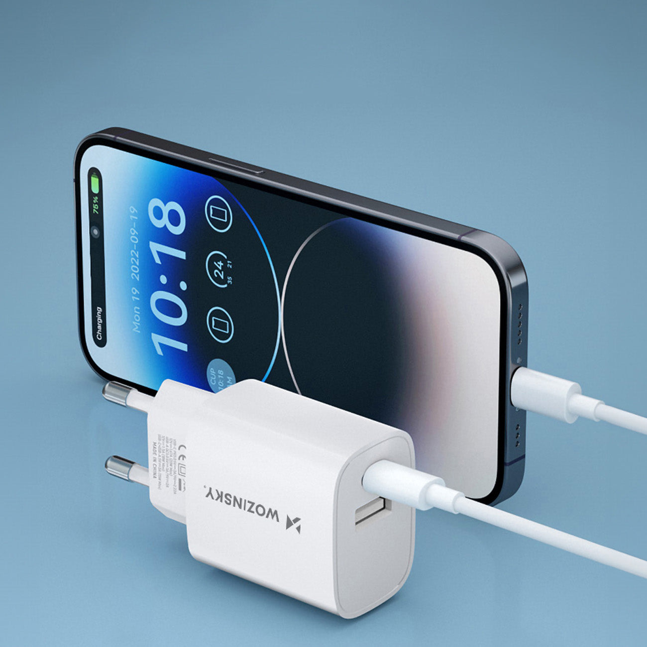 Wozinsky WGWCW USB-A USB-C 20W sieninis įkroviklis, baltas