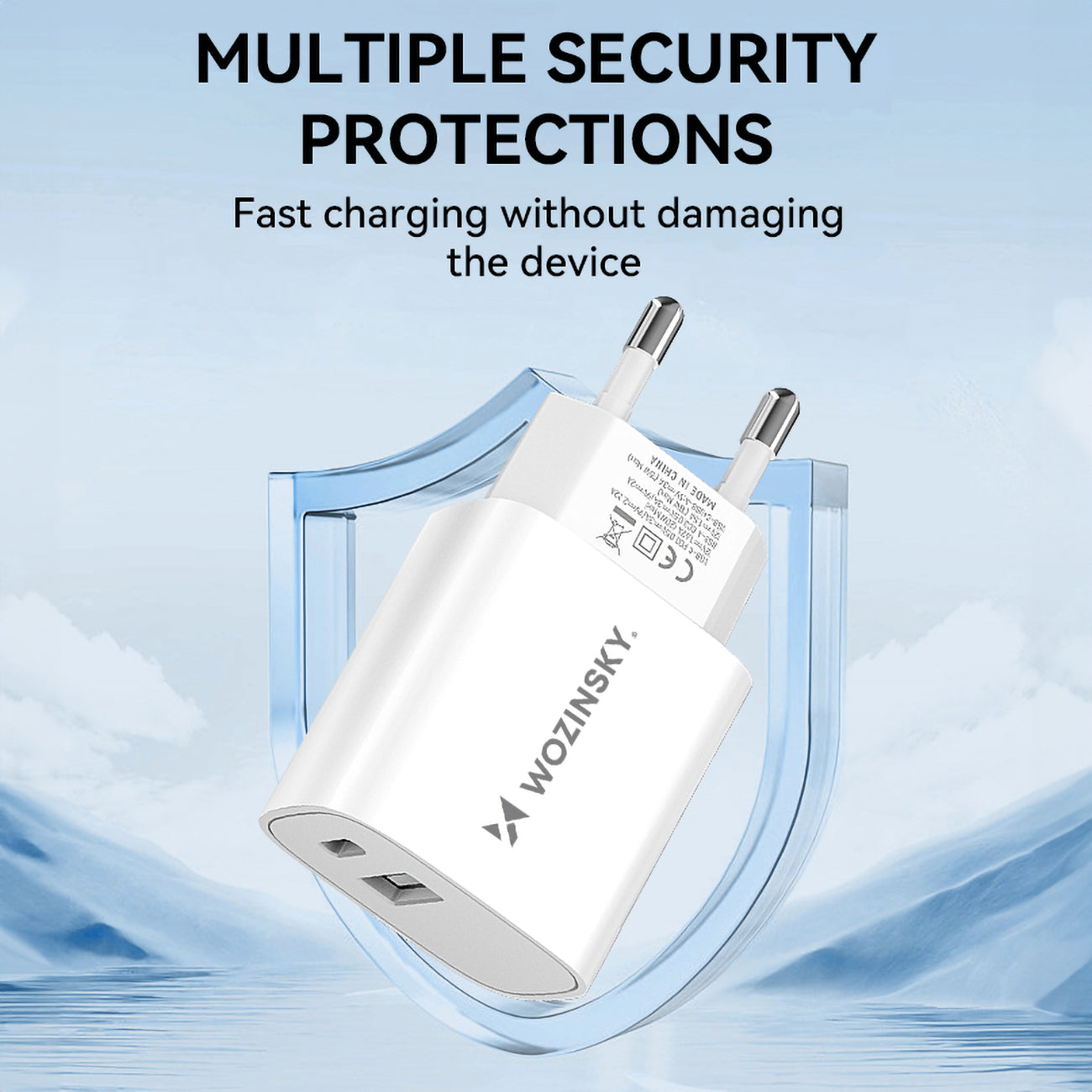 Wozinsky WGWCW USB-A USB-C 20W sieninis įkroviklis, baltas