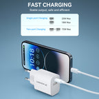 Wozinsky WGWCW USB-A USB-C 20W sieninis įkroviklis, baltas