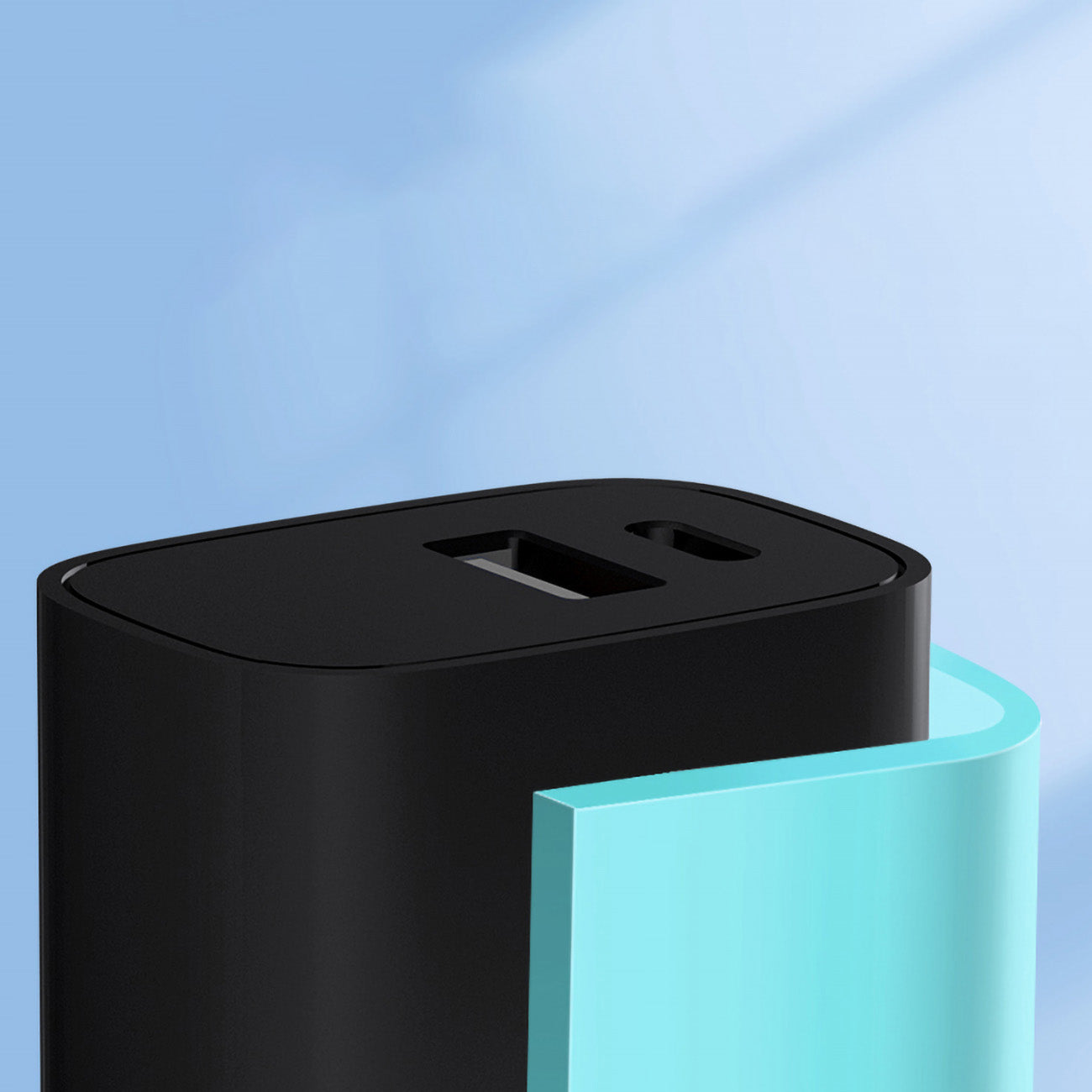 Wozinsky WGWCB USB-A USB-C 20W sieninis įkroviklis, juodas