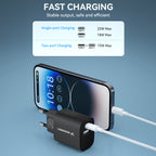 Wozinsky WGWCB USB-A USB-C 20W sieninis įkroviklis, juodas