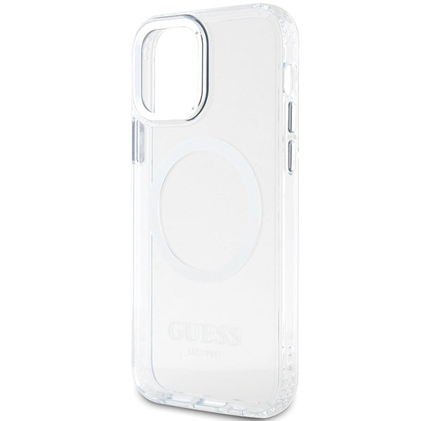 Guess Metal Outline MagSafe dėklas iPhone 12/12 Pro – sidabrinis -- iPhone 12